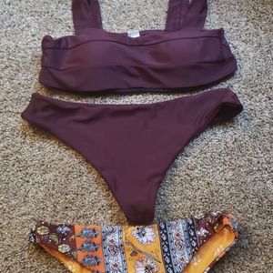 XS/S Zaful Bikini 3 pc set- reversible bottoms🌼